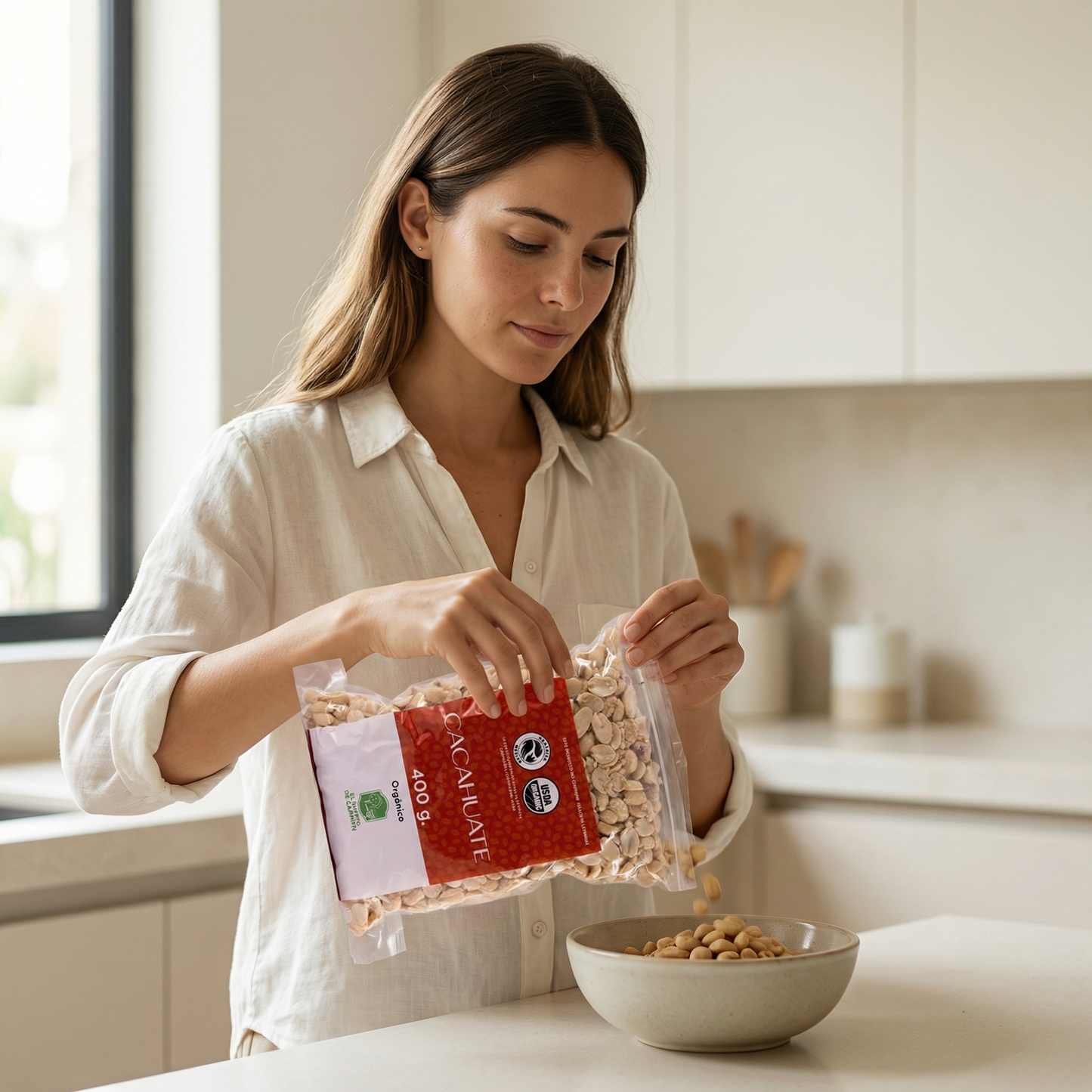 Semi-roasted peanuts