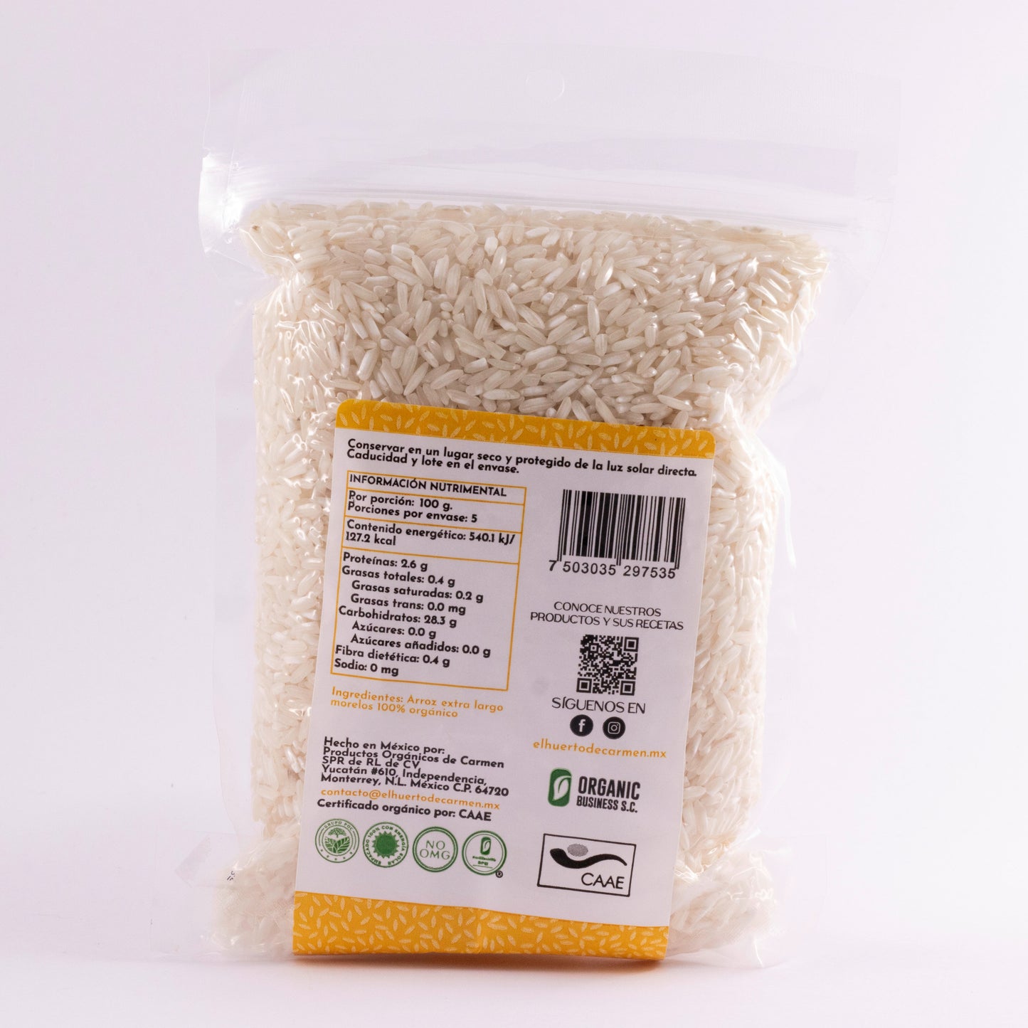 Arroz Blanco Orgánico (Extra Largo Morelos) 🍚🌿