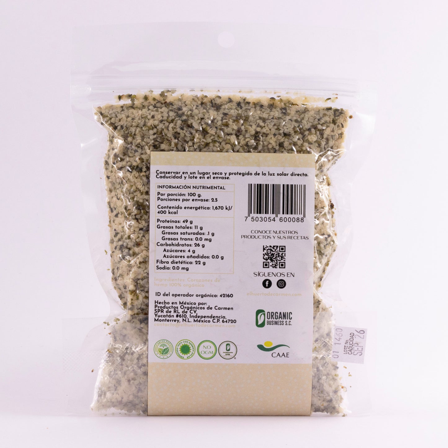 Corazones de Hemp Orgánicos - Bolsa 250 gr